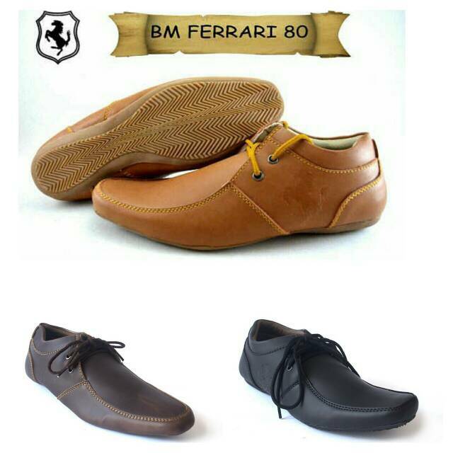 Sepatu loafer katsual Black Master ferarri lancip