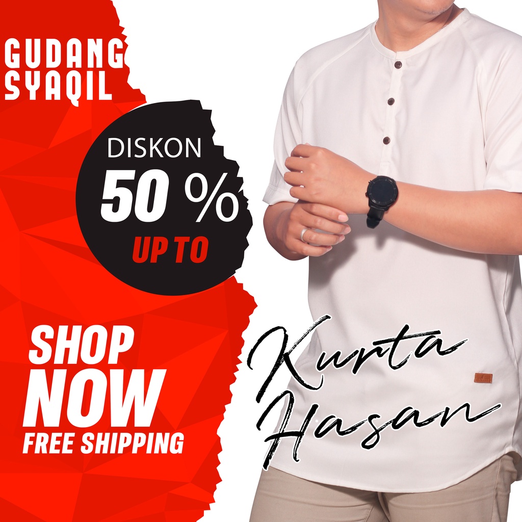 koko Laki Laki Muslim Kemeja Kurta Pria Pakistan Premium Terbaru Lengan Pendek Warna Putih Hitam Pol