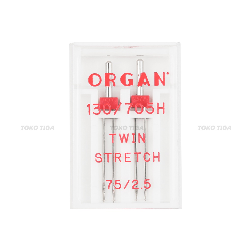 Organ Twin Stretch Needles - Jarum Kembar Bahan Melar Ukuran 75/2.5mm