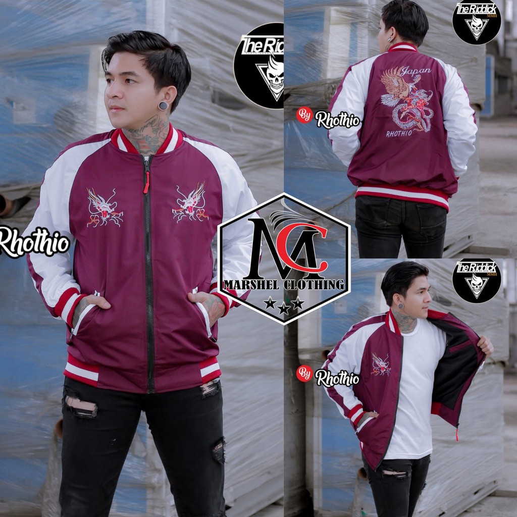 RCL - JAKET SUKAJAN TASLAN BORDIR DRAGON JEPANG PREMIUM JAKET SUKAJAN 2021 TERBARU JAKET BOMBER PRIA KEREN