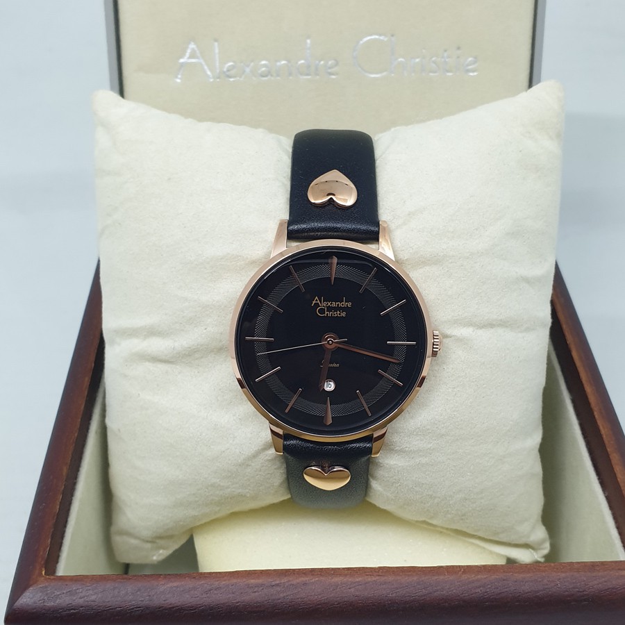 Alexandre Christie Ac2774 Rosegold Black,Jam Tangan Wanita , Original