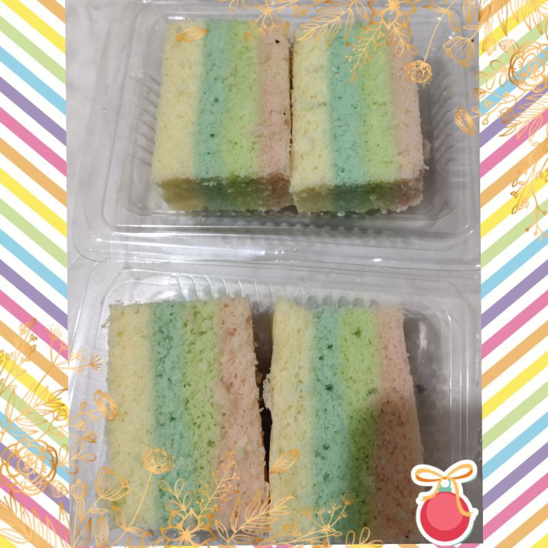 

bolu lapis rainbow kukus snack box / meeting/bukber/cemilan