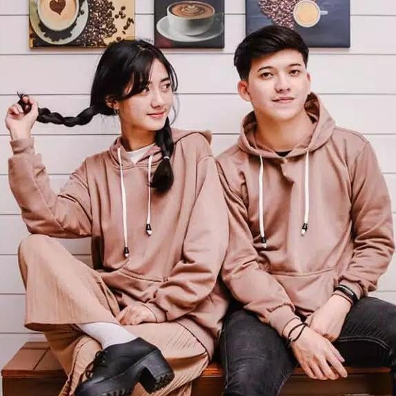 [PROMO COUPLE] JAKET SWEATER POLOS HOODIE JUMPER WARNA MOCCA