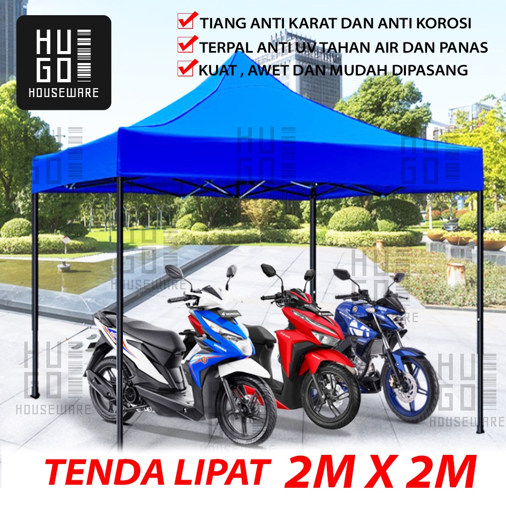 HUGO Tenda Lipat 2x2m Jualan Bazar Dagang Pameran Gazebo Tenda Jualan Otomatis Praktis