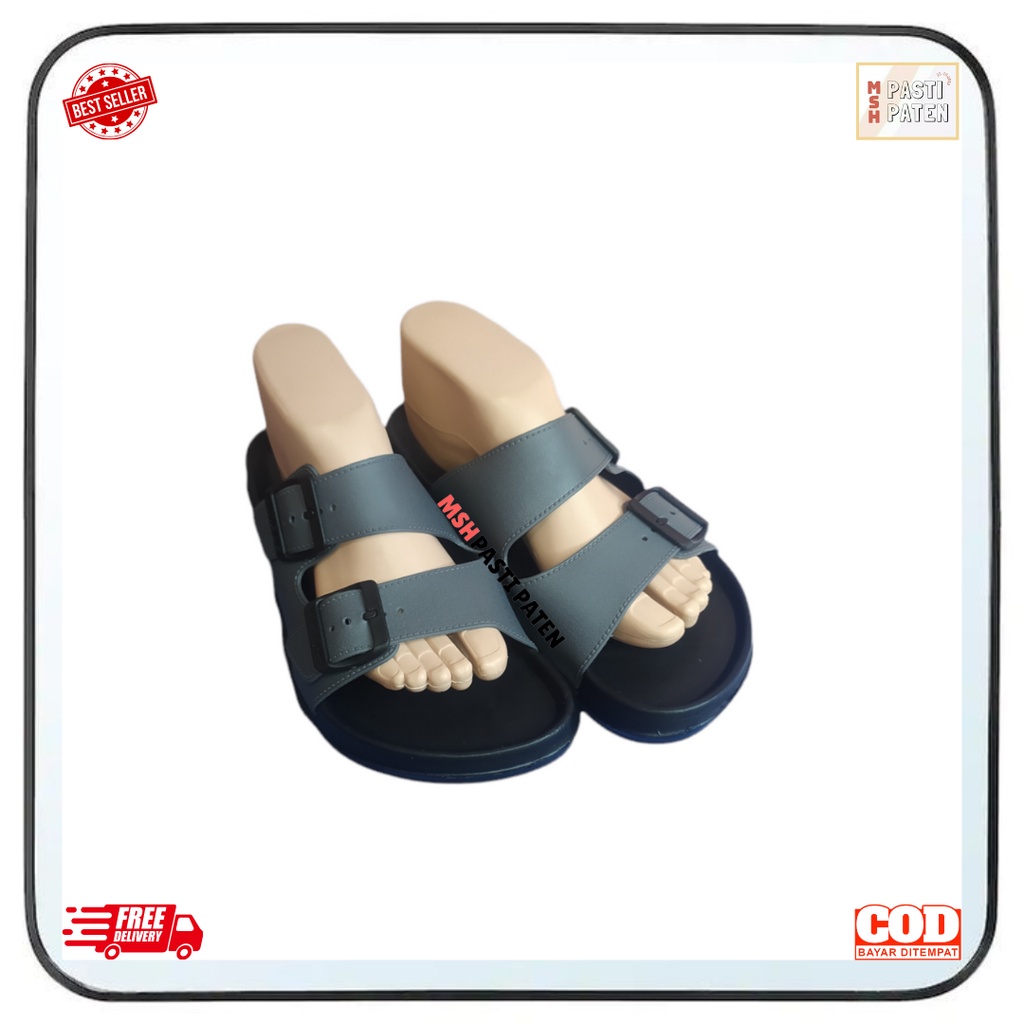 Sandal selop pria model gesper tali 2 merk kinbos ukuran 39-44  warna husus hitam