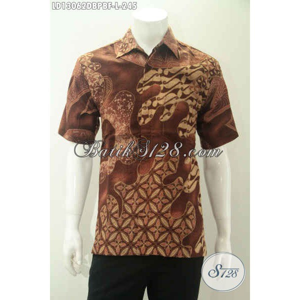 Kemeja Batik Pria Bahan Dolby Bertekstur Seperti Sutra, Lengan Pendek Furing Size L LD 13062 DBPBF