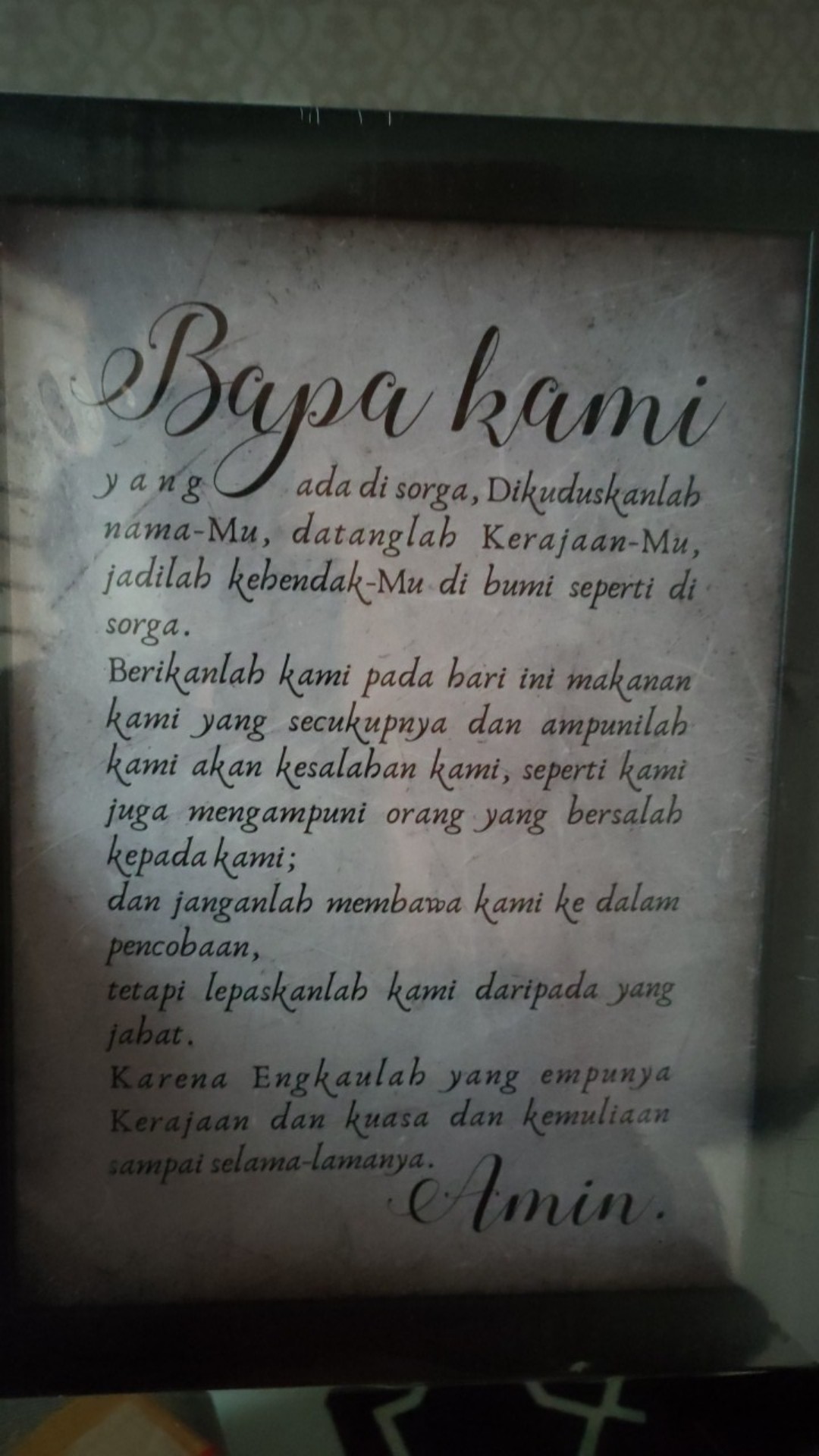 Doa Bapa Kami - Hiasan Dinding Poster Dekorasi Pigura Kristen