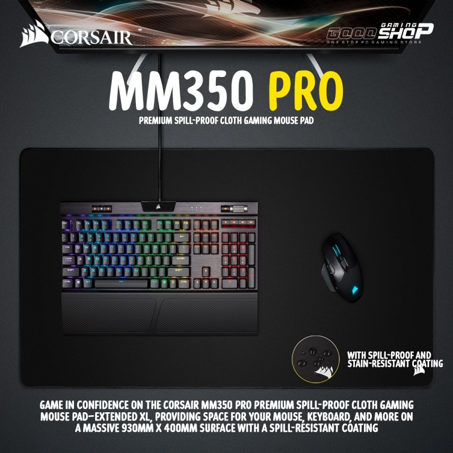 Corsair MM350 PRO Premium Spill-Proof Cloth XL - Gaming Mouse Pad