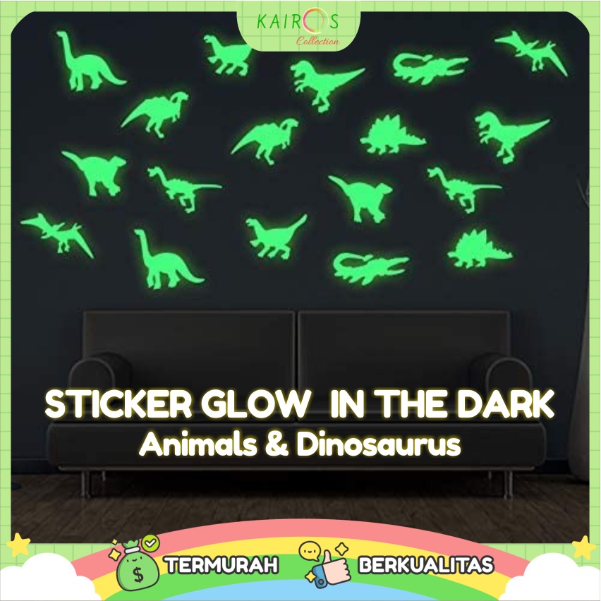 Sticker Dinding Glow In The Dark Animal Dinosaurus