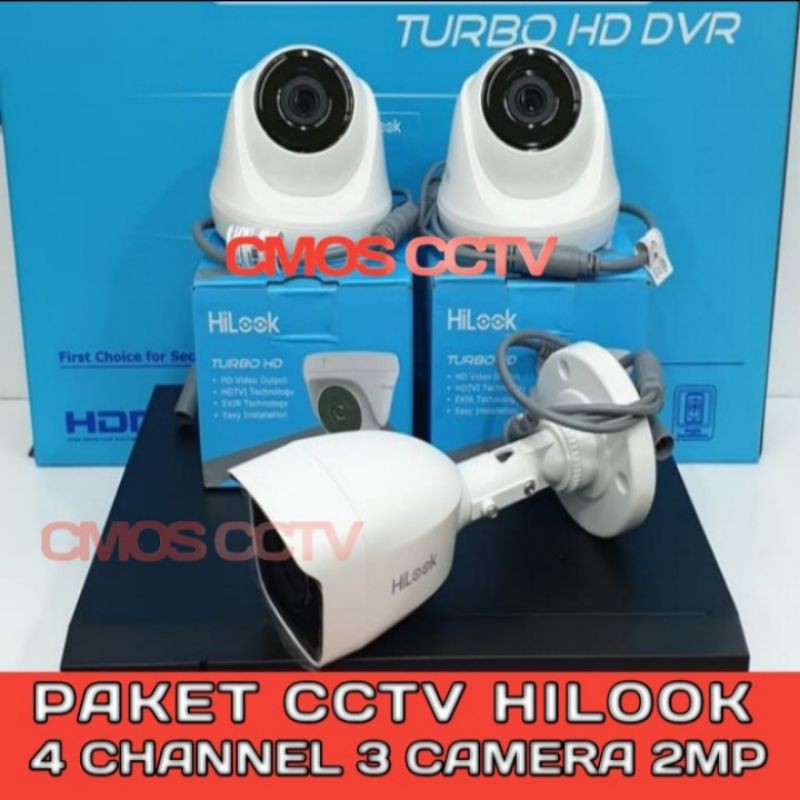 PAKET CCTV HILOOK 2MP 4 CHANNEL 3 CAMERA KOMPLIT+HDD 320GB