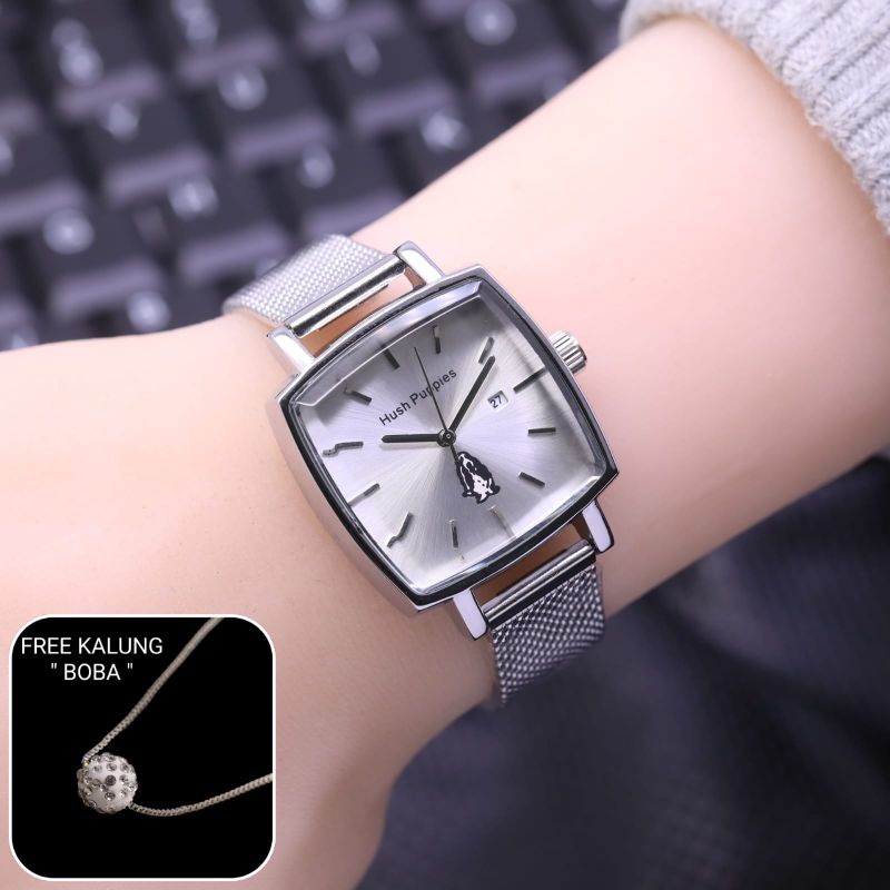 Jam Tangan Wanita Rantai Pasir HUSPUP853L Bonus Kalung Boba