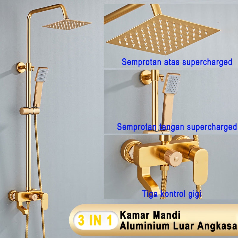 ⚡Garansi 3 Tahun⚡KERROGEE Shower Kamar Mandi 3 Dalam 1 Set Shower Dengan Faucet Sprayer Faucet Panas Dan Dingin Set Kamar Mandi Besi Tahan