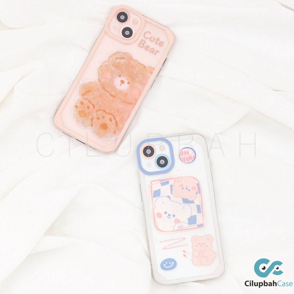 Cute Cartoon Bear Full Lens Cover Soft Case For iPhone 7 8 SE 7+ 8+ X XR XS 11 12 13 Mini Pro Max