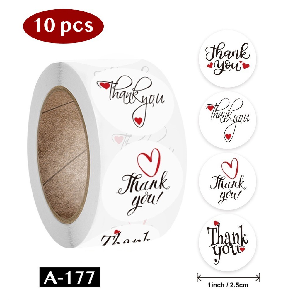 AliMaMa - STIKER THANK YOU 10 PCS - Sticker Terima Kasih Segel Olshop Online Shop Packaging Packing Souvenir Suvenir Import Murah Medan-A-177