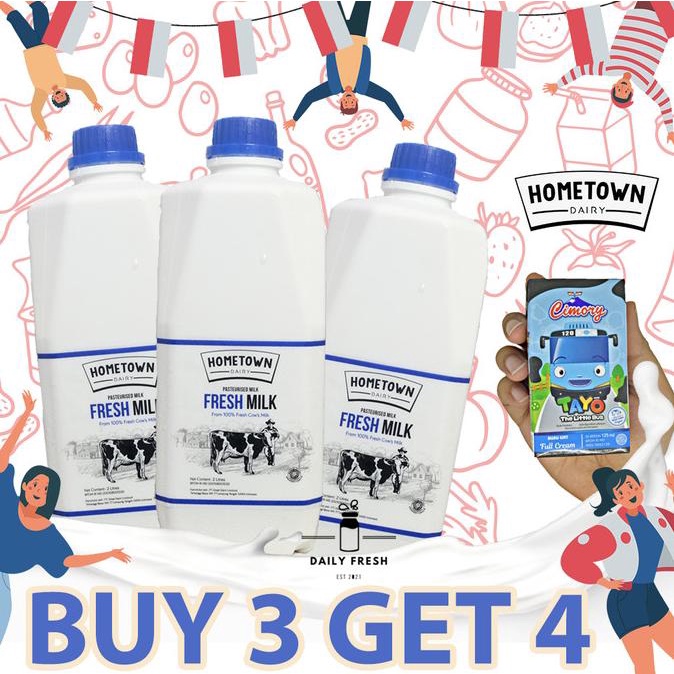 

[COD] PROMO AGUSTUS HOMETOWN FRESH MILK 2 LITER BUY 3 GET 4 [COD]