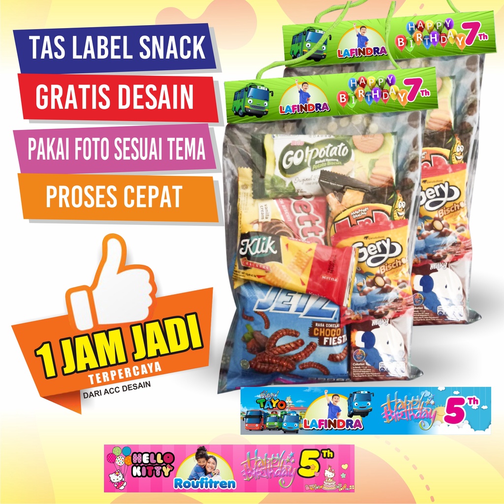 

Hanging tag tas label snack ultah tas jinjing tas plastik ultah natal lebaran aqiqoh khitan syukuran