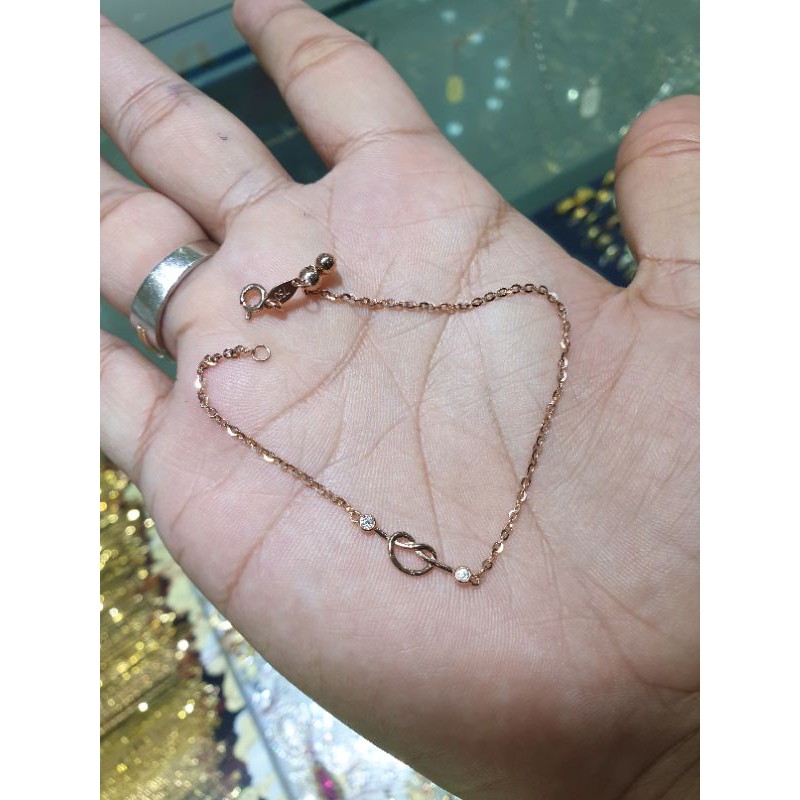 gelang serut emas 750 rosegold simple love panah