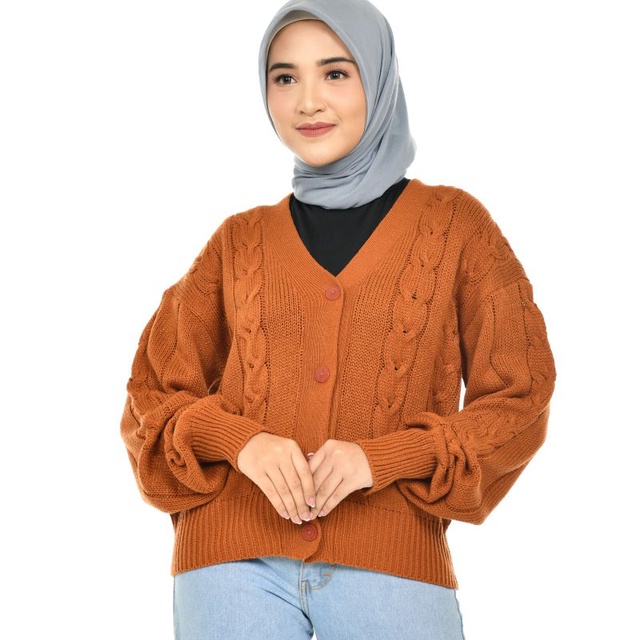 cardi cable rajut Lili / cable cardi Lili / outer rajut cable wanita