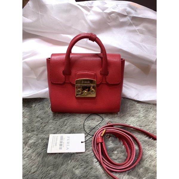 furla metropolis satchel mini red