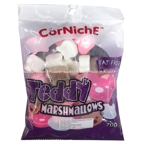 

CORNICHE TEDDY MARSHMALLOWS ASSORTED 70GRAM MARSHMELLOW BERUANG 70GR