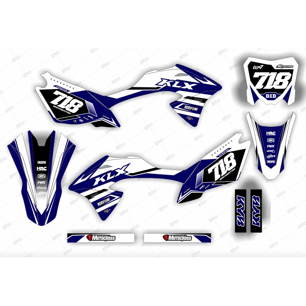 Decal Klx 150 Bf Putih Biru