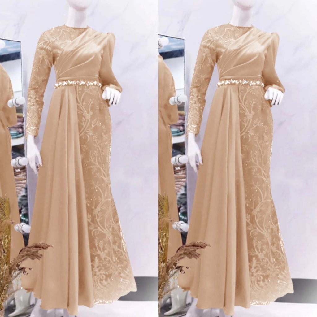 O2 Fashion / Dress duyung chanelia / bisa cod / dress brukat model terbaru dress mewah model terbaru