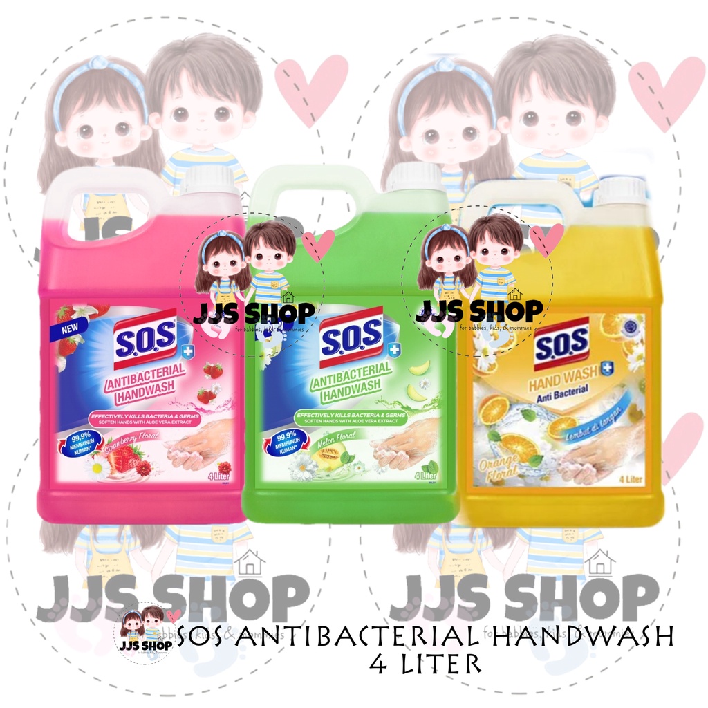 SOS ANTIBACTERIAL HANDWASH HAND SOAP 4L SABUN CUCI TANGAN 4 LITER REFILL FRAGRANCE