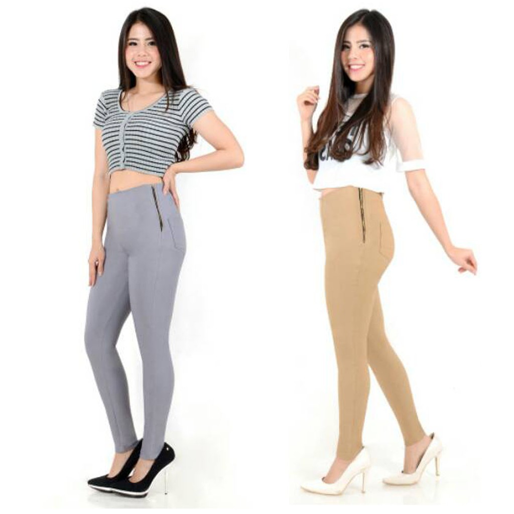 Bess - Celana High Waist Wanita / High Waist Cotton Strench Sletting Samping