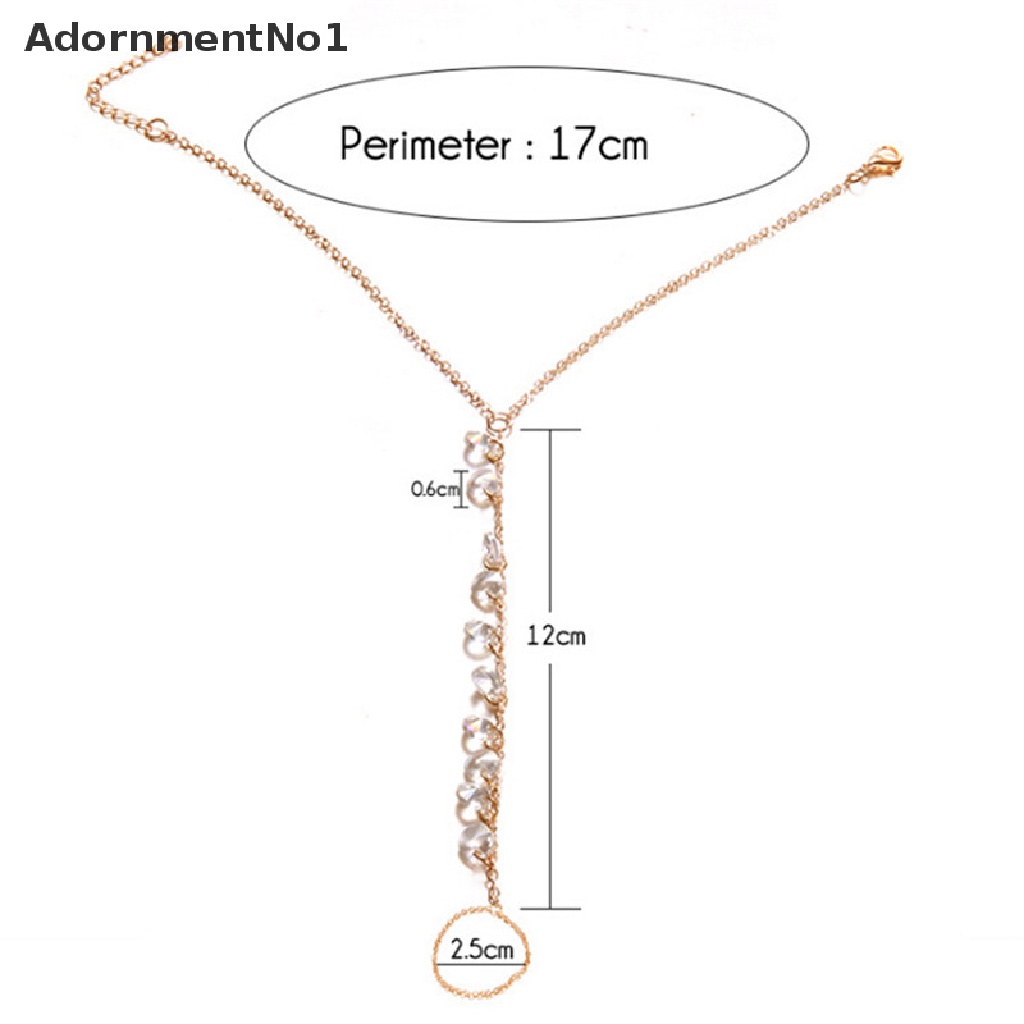 (AdornmentNo1) Gelang Kaki Rantai Aksen Kristal Untuk Wanita