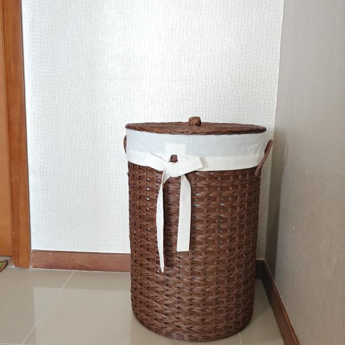 Jual Keranjang Rotan Baju Jumbo Laundry Basket Cokelat Shopee Indonesia