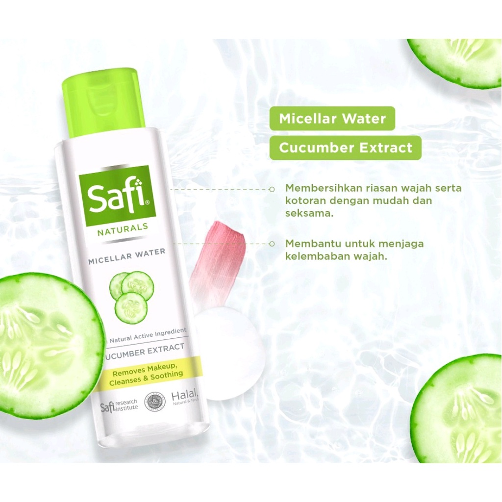 Safi Naturals Micellar Water with Cucumber 100ml - Pembersih Wajah