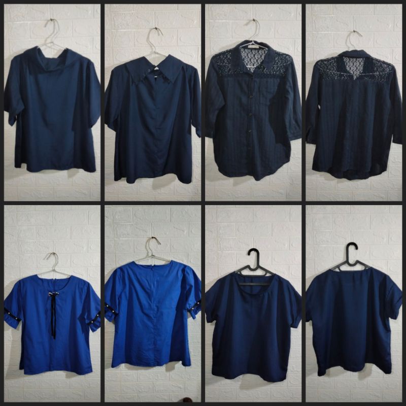 Preloved Kemeja / Blouse Navy Blue / Biru Dongker Wanita