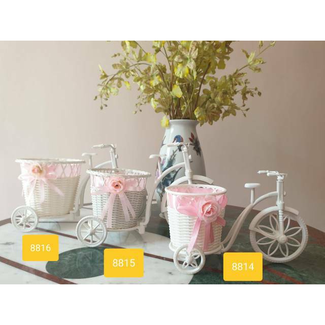 VAS SEPEDA[Tanpa Bunga] artificial vas bunga  sepeda pot rotan pajangan pot cantik unik pot sepeda