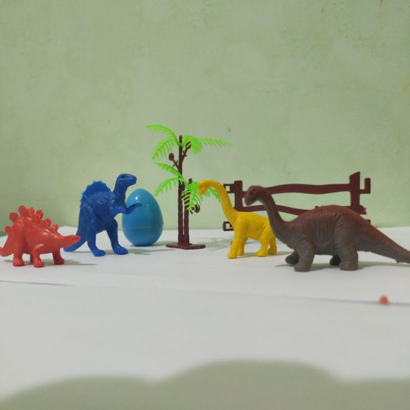 Mainan Set Dinosaurus Karet Mini - 4pcs Dino Kecil