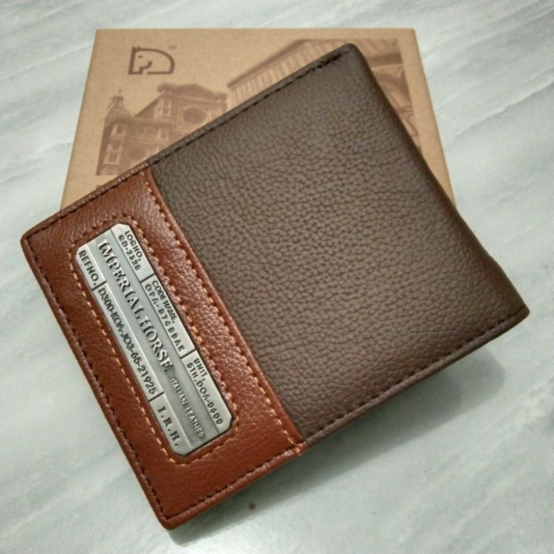 dompet kulit lipat dua model plat