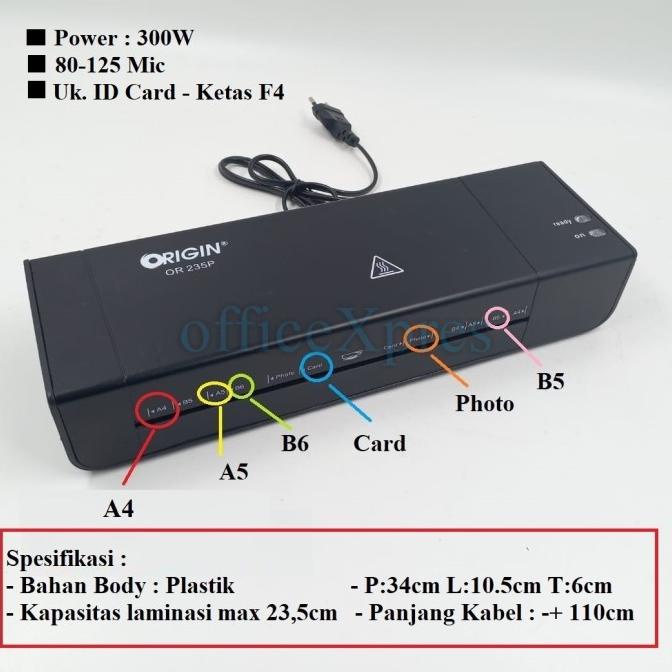 

Mesin Laminating A4 / Laminating F4 / Laminator Machine ID Card OR235P