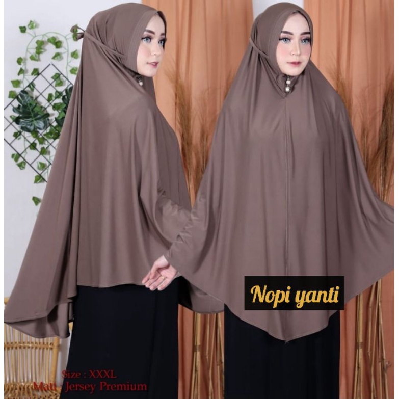 Jilbab Bergok Syiria Jersey Ukuran XXXL Jumbo untuk Umroh dan Haji, Bahan Lembut Tanpa Pet