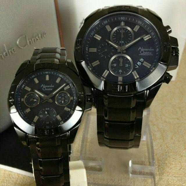 Jam tangan Alexandre christie Ac 6224  Couple pull black original