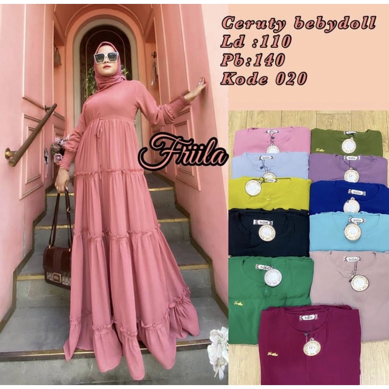 [READY STOCK] GAMIS FRILLA SERUT UMPAK UMPAK CERUTY BABYDOLL / Gamis Frila Collection bahan Ceruty B