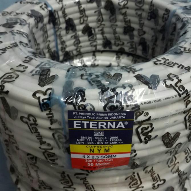 Kabel eterna nym 4x2,5 @50m 4x2.5 putih tunggal kawat