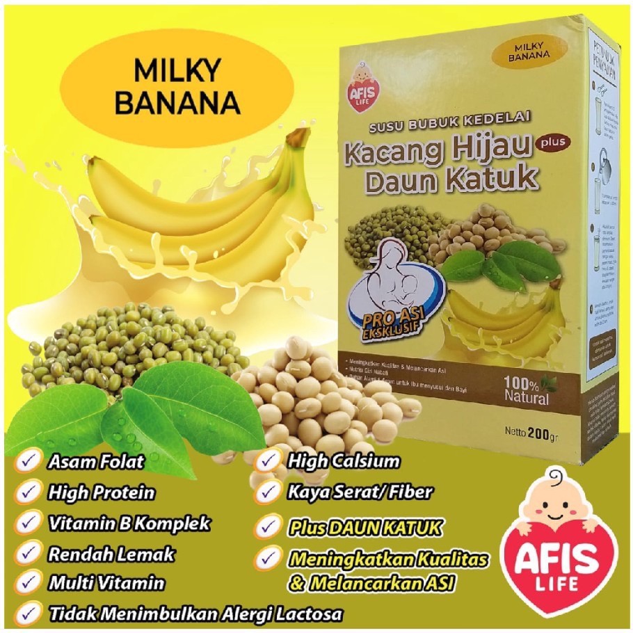 AFIS Life Susu Bubuk Kedelai Kacang Hijau Daun Katuk Original Chocolate Banana Pelancar Asi Booster / Susu Pengental ASI / AFIS BANDUNG