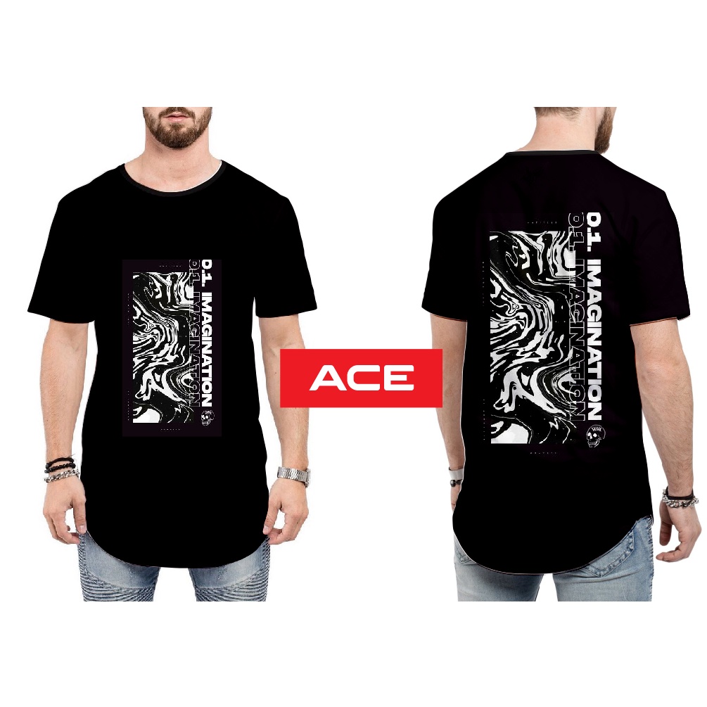 kaos longline pria distro hitam naga sukajan