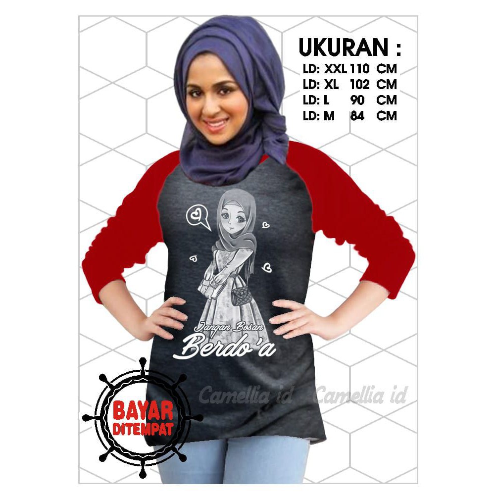 Kaos Raglan (BERDOA)/Kaos Wanita Lengan 3/4/ Kaos Wanita/ Kaos Cewe/ Kaos Oblong/Misty