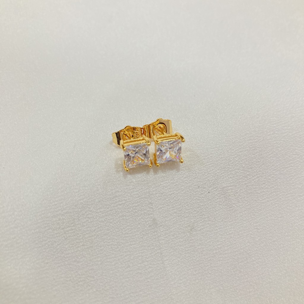 Set Kalung Anting Mata Satu Zircon Lapis Emas Aksesoris Fashion