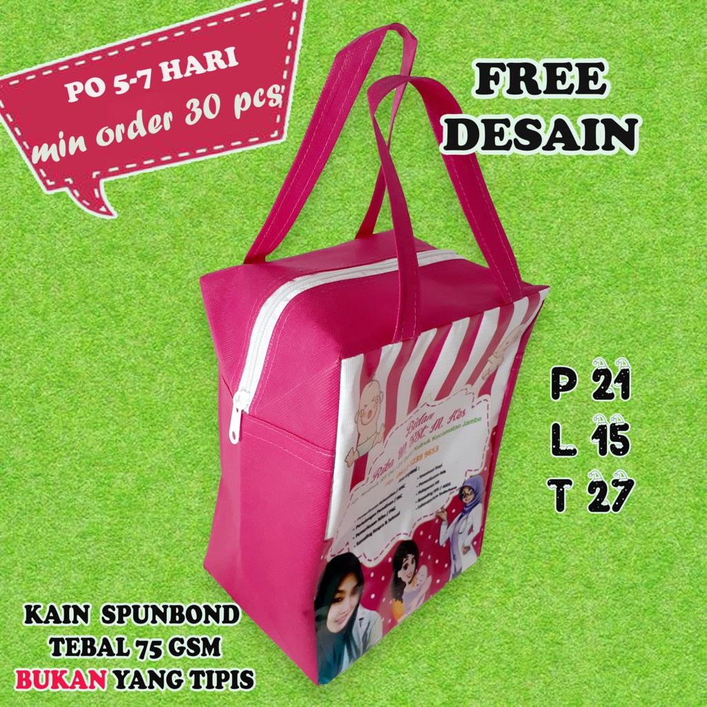 

Tas Souvenir Partus Bisa Custom Nama Bidan dan Logo