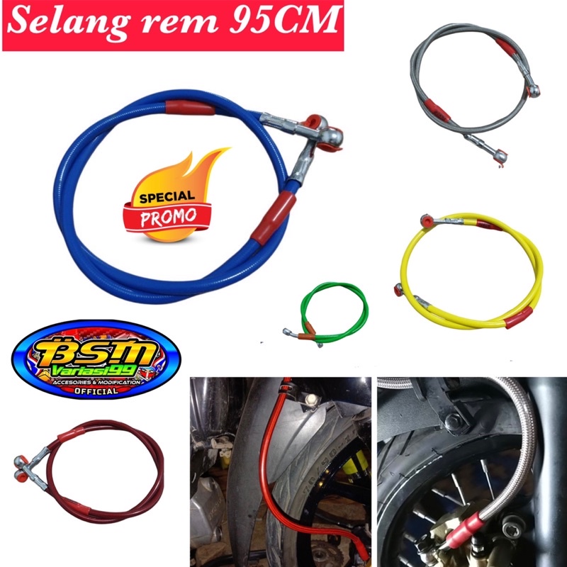 PROMO Selang rem variasi selang rem cakram warna 95cm rxking supra revo beat mio satria fu sonic scoopy vario dll