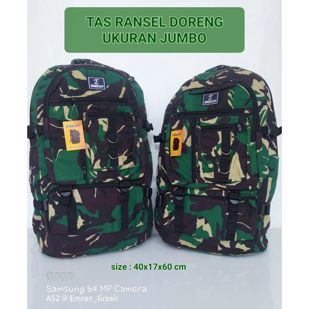 TAS RANSEL ANAK COWOK MOTIF DORENG TENTARA UKURAN BESAR JUMBO/TAS RANSEL OUTDOOR/TAS RANSEL KANVAS M