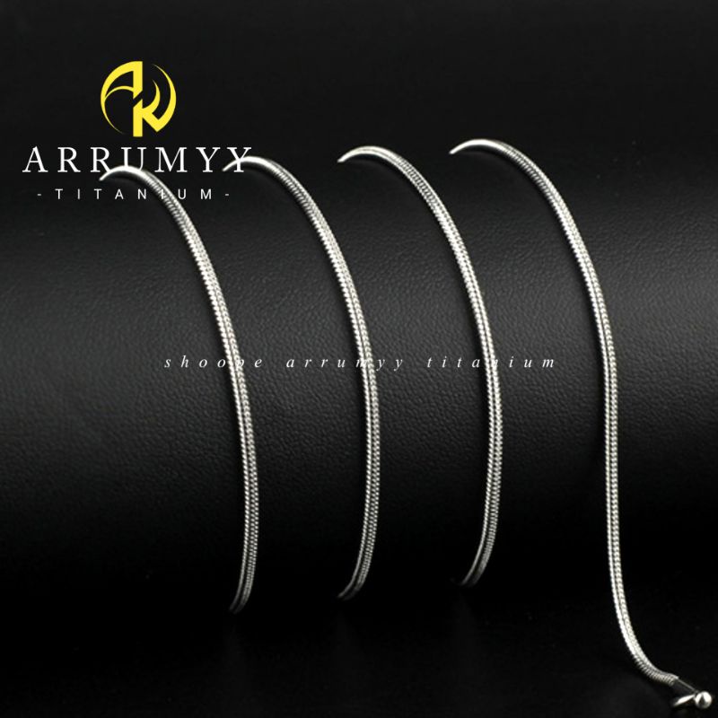 ARRUMYY kalung titanium pria wanita silver panjang 45cm 50cm 60cm lebar 1,5mm model bulat