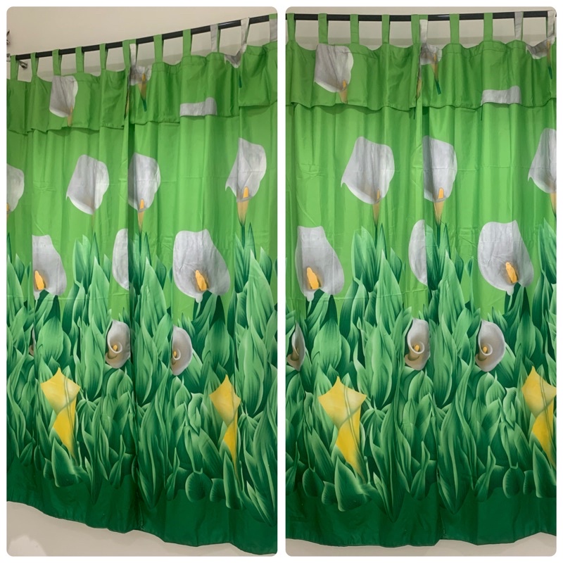 [ PINTU DAN JENDELA ] GORDEN TALI + PONI MOTIF BUNGA LILY HIJAU