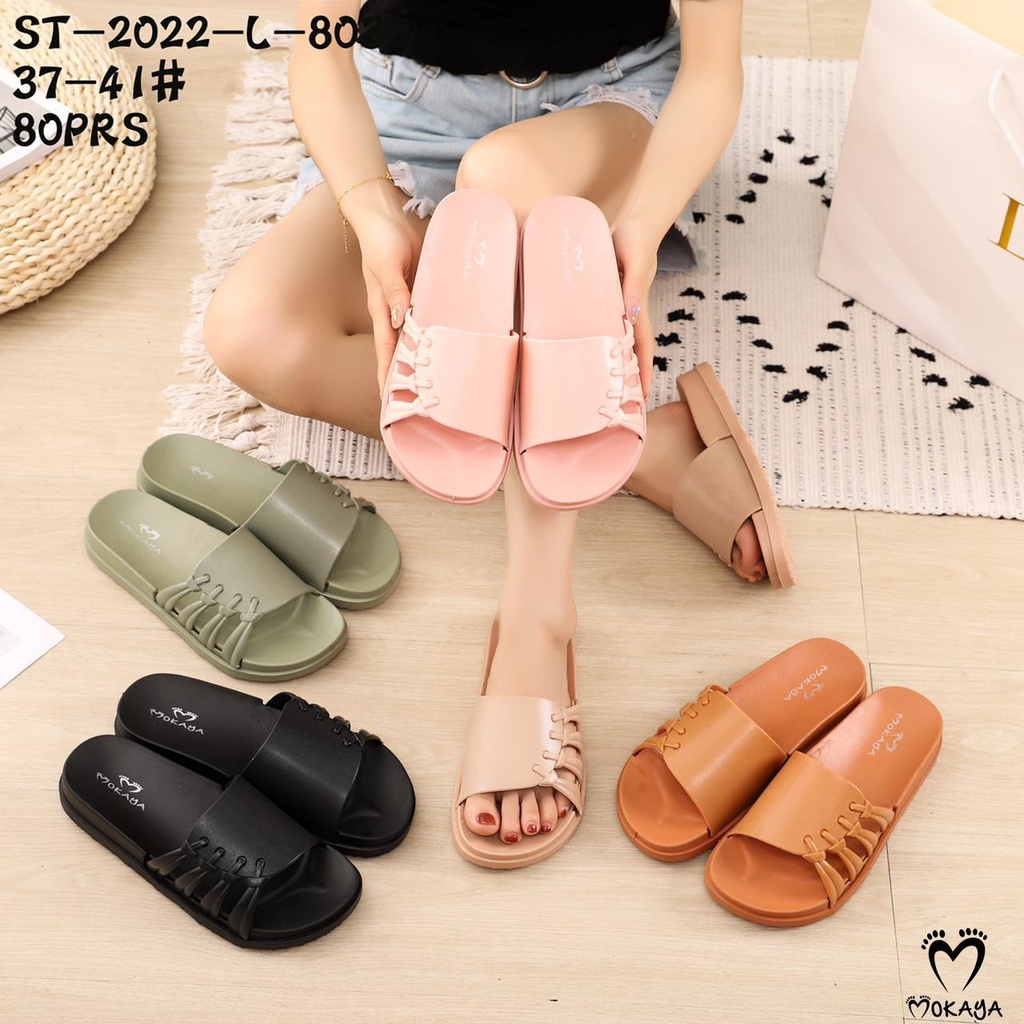 Sandal Slop Wanita Ban Ikat 4 Samping Cantik Simple Elegant Import Mokaya/ Size 37-41 (ST-2022-L-803)